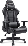 Homall Gaming Chair Office Chair High Back Computer Chair Leather Desk Chair Racing Executive Ergonomic Adjustable Swivel Task Chair with Headrest and Lumbar Support (Dark Black)