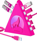 7-Port USB 3.0 Hub JoyReken RGB USB Hub with RGB Night Light and 2ft Cable USB Hub 3.0 Pink USB Expander for Laptop PC Flash Drive HDD Console Printer Keyboard Mouse (Hot Pink)