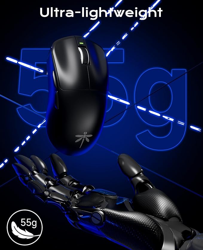 VGN Dragonfly F1 Pro Max Wireless Gaming Mouse 130h Playtime Long Endurance 55g Lightweight PAW3395 26K DPI Flagship Sensor 4000Hz Polling Rate Supported Low Latency Esports Peripherals Black