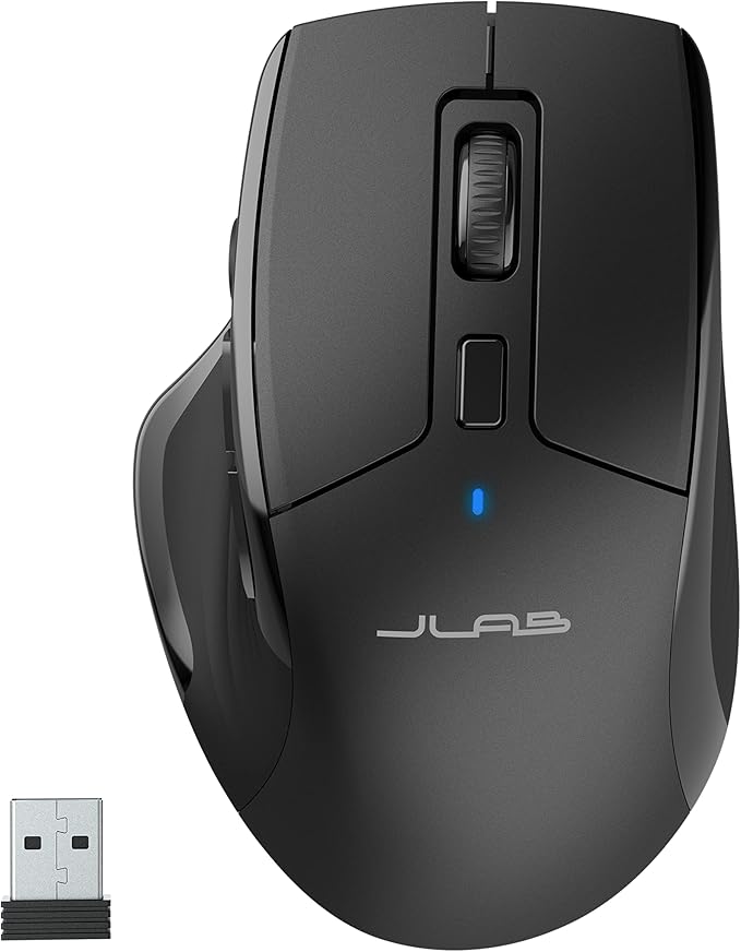 JLab JBuds Wireless Mouse Connect Via Bluetooth or USB Wireless Dongle Multi-Device Toggle Up to Three Devices Custom User Profiles Adjustable Tracking Full-Size Rechargeable (4 Pack)