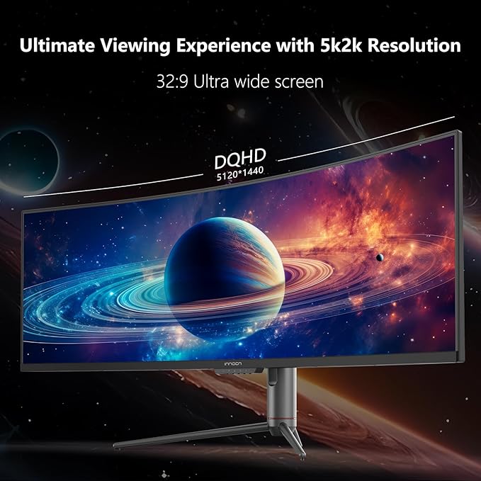 INNOCN 49 240Hz Curved Monitor Ultrawide Gaming QHD 5120 x 1440P Computer Monitor R1800 99% sRGB HDR400 USB Type C DisplayPort HDMI Built-in Speakers Height/Tilt Adjustable - 49C1S