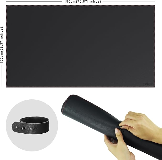 ZORESYN Office Desk Pad 70.9x39.4inch Large Mouse pad Desk Mat Waterproof PU Leather Desk Blotter Protector Desk Accessories with Non Slip Base for Home Office (Black)