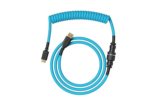 GLORIOUS Coiled Keyboard Cable – Coiled USB C Cable Artisan Braided Cables for Mechanical Gaming Keyboard Coiled Cable - Custom Keyboard Cable (Electric Blue)