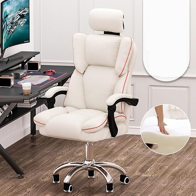 Gaming ChairErgonomic Office Computer Racing DeskHigh Back Gamer(WhiteSmall)