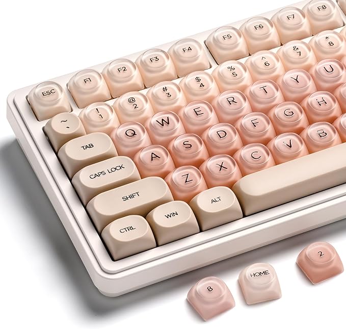OHY PBT Keycaps XVX Pink Jelly Foundation HOA Profile 132-Key Cute Custom Keycaps (for Mechanical Keyboards with Cherry/Gateron MX Switches)-Flesh Pink（ONLY KEYCAPS）