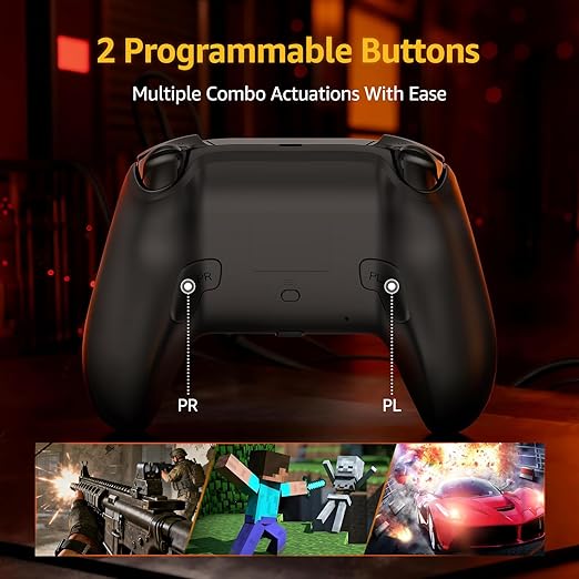 IWGAME Wireless Controller for PS-5/PC Gamepad Built-in Mic with 2 Back Buttons Support Remap/Combo Functions Hall Effect Trigger&ampJoysticks Motion Control 3.5mm Headphone Jack Cool RGB Light（