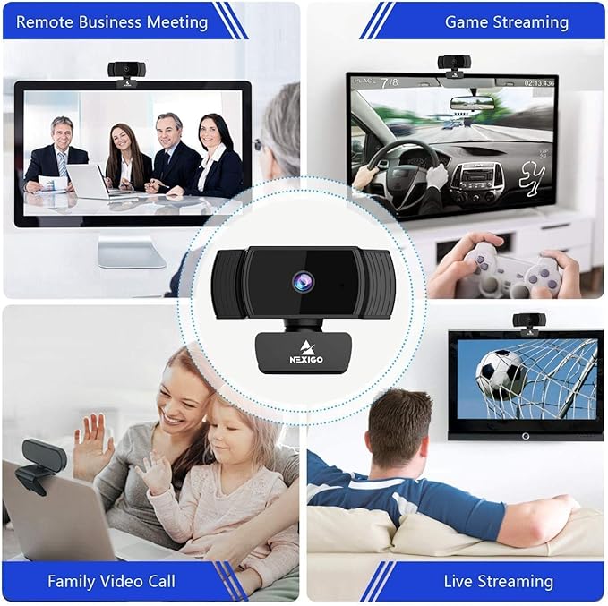 NexiGo 1080P Autofocus Webcam Kits N930AF FHD USB Web Camera with Privacy Cover Upgraded Video Conference Lighting Extendable Tripod Stand for Zoom/Skype/Teams