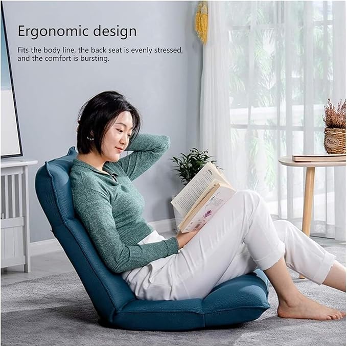 ELEFOCUS Folding Sofa Chair Folding Floor Chair Removable and Washable Built-in Latex Cushion Bay Window Chair for Bedroom(Orange)