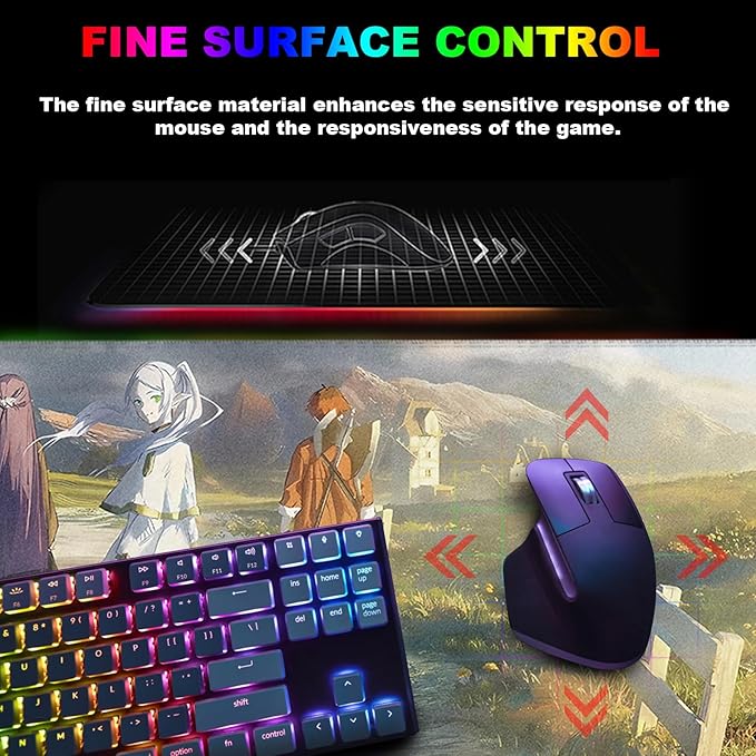 Anime Mouse Pad Water Resist Keyboard PadMouse Pads with Non-Slip Rubber BaseOffice Computer Key Board Mousepad Computer Keyboard Mousepads Mat 800 x 300mm / 31.5×11.8 inches (Frieren C)