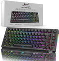HINATSUSIKE H83 Pro 75 Percent Wireless Mechanical Keyboard for Gaming Hot-Swappable with Knob RGB Backlit Pre-Lubed Cardamom Linear Switches Side-Printed PBT Keycaps 2.4G/BT5.0/USB-C Black