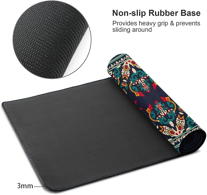 Traditional Moroccan Tile Desk Cover MatExtended Large Mouse PadComputer Laptop Mat Desk Decor for Office Game Home 30x16 Inch
