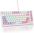 75% TKL Wired Mechanical KeyboardRGB Backlit Gasket Mount 82 Key Hot Swappable Custom Linear Red Switch Gaming Keyboard with Volume Knob &amp PBT Keycaps (Pink)