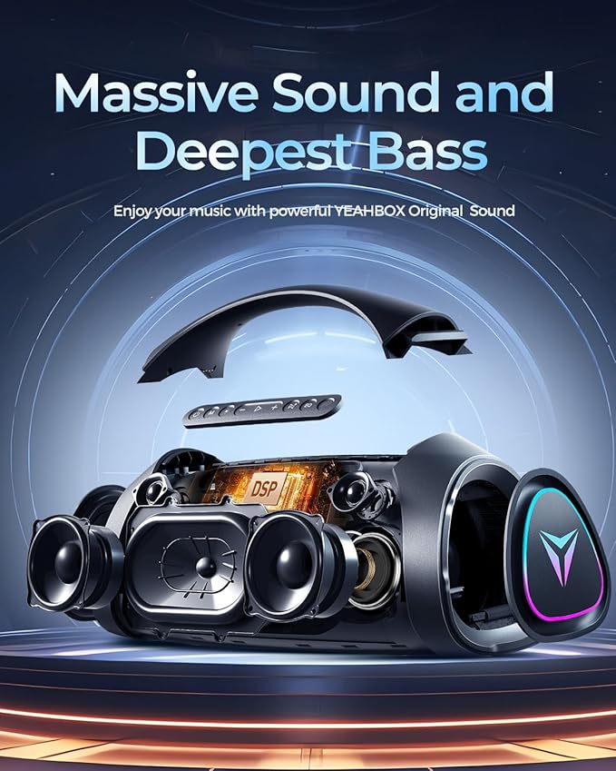 Sonic Boom MAX 300W Max Large Bluetooth Speaker Loud Massive Bass IPX66 Waterproof Party Portable Speaker with Subwoofer/EQ/Fast Charge Outdoor Wireless Speakers