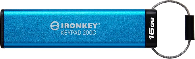 Kingston Ironkey Keypad 200 USB-C 16GB Encrypted Flash Drive | OS Independent | FIPS 140-3 Level 3 | XTS-AES 256-bit | BadUSB and Brute Force Protection | Multi-Pin Option | IKKP200C/16GB