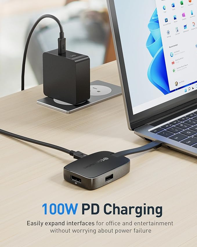 Cable Matters 4K@240Hz USB C Hub DisplayPort 1.4 with 100W Charging Support 8K@60Hz HDR(Foldable USB C to DisplayPort Hub) Compatible with Thunderbolt 4 MacBook XPS iPad Pro iPhone 16/15 Pro