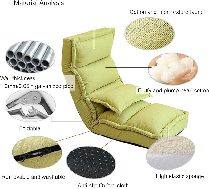 Floor Chair Lazy Sofa with Back Support Recliner Chair with Adjustable Positions for Gaming Reading Watching(Beige)