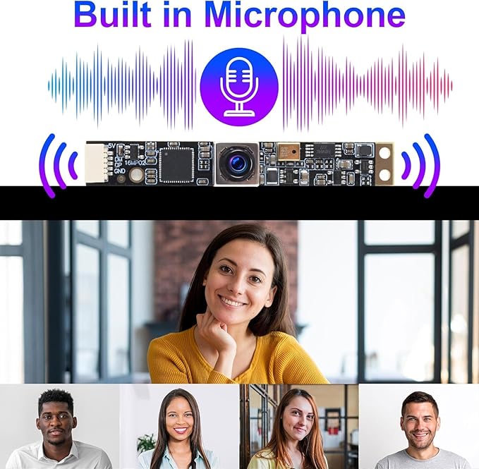 USB Camera 16MP Autofocus USB Webcam Module with Microphone 100 Degree No Distortion Lens 4K Industrial PC Lightburn Plug and Play for Windows Linux Laptop Jetson Nano OpenCV