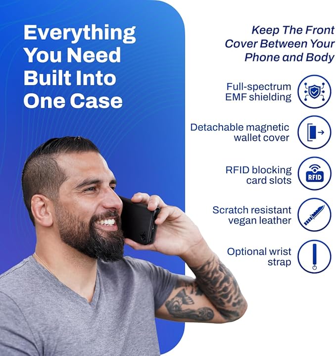 DefenderShield Laptop Pad Phone Case and Headphones – EMF Blocker Pad that Shields from EMF Radiation Heat &amp Battery – Universal EMF Blocker for Cell Phone Cover – Wired EMF-Free Air Tube Headp