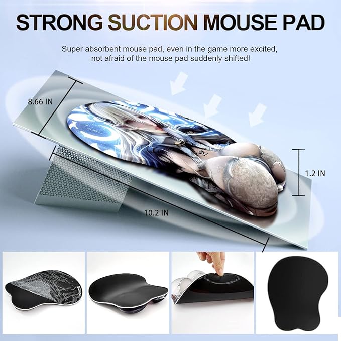 3D Anime Gaming Mousepad Ergonomic Mouse Pad with Wrist Support Rest Mousepad Gel Wrist Rest Memory Foam with Coaster Non-Slip &amp Pain Relief for Computer Wireless Office KG Alpha Corrin