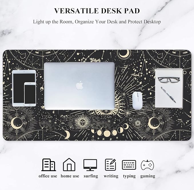 LATEEFAH Desk Mat Mouse Pad with Wrist Rest 4-in-1 Large Mouse Pads for Desk Ergonomic Mouse Pad and Keyboard Wrist Rest Gaming Keyboard Mat for Office Home