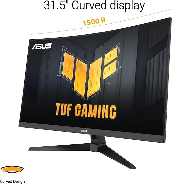 ASUS TUF Gaming 31.5” 1440P Curved HDR Gaming Monitor (VG32WQ3B) – QHD (2560 x 1440) 180Hz 0.5ms 1500R Extreme Low Motion Blur FreeSync 90% DCI-P3 Shadow Boost DisplayWidget 3 yr Warranty
