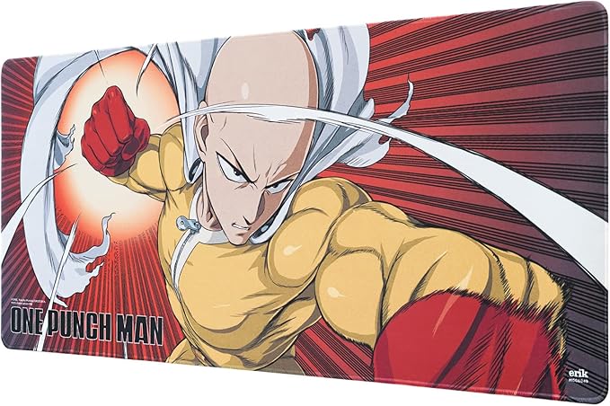 Grupo Erik One Punch Man Saitama XXL Mouse Mat - Desk Pad - 31.5 x 13.78 Non-Slip Rubber Base Mouse Pad Gaming Mouse Pad Keyboard Mouse Mat - One Punch Man Manga