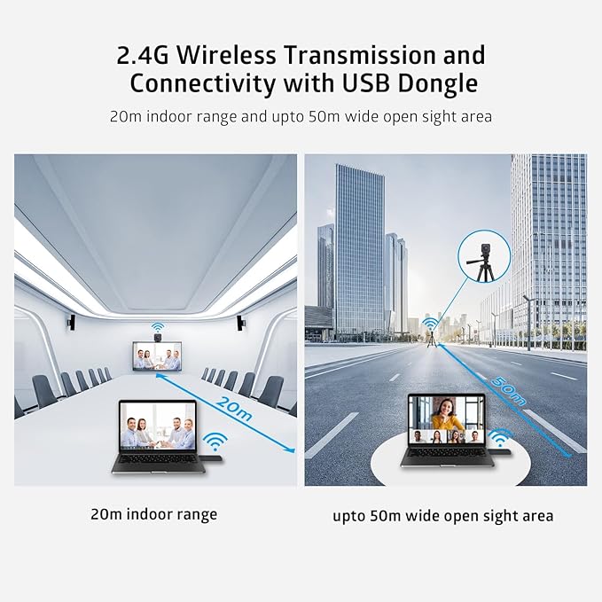 TOALLIN 1080P HD Wireless Webcam for PC Built-in Noise-Canceling Microphone Wireless Computer Camera for Video Conferencing Live Streaming and Online Video Calls