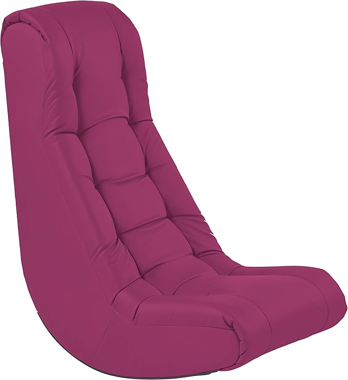 Factory Direct Partners Soft Tufted Floor Rocker - Cushioned Ground Chair for Kids Teens and Adults - Great for Reading Gaming Meditating TV - Raspberry 10488-RS