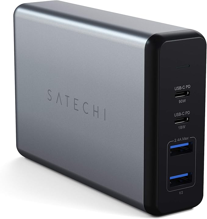 Satechi 108W Pro USB C PD Desktop Charging Station – 2 USBC PD &amp 2 USB A Ports Compatible with 2025/2020/2019 MacBook Pro 2020/2018 MacBook Air M5/M1 iPad Pro/Air iPhone 16 (Pro/Pro Max/Plus -