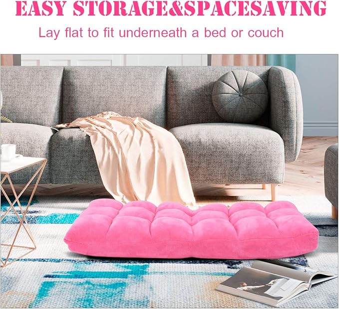 KOMFOTT 14-Position Adjustable Palace Lounger with Back Support - Gaming Chair Meditation Lounger Living Room Pink