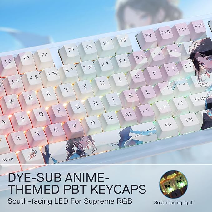 Redragon K728 PRO SE 80% 87 Keys Wireless Gasket RGB Gaming Keyboard 3-Mode Anime Mechanical Keyboard w/Hot-Swap South-Facing LED Socket 5-Layer Noise Dampening Custom Hi-Fi Linear Switch
