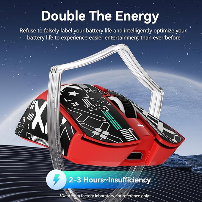 X1 Superlight Wireless Gaming Mouse with RGB Magnetic Charging Dock BT/2.4G Wireless/Wired Gaming Mouse PAW3395PRO Gaming Sensor 40000DPI Tape 53g Office Mice for PC/Mac/Win/Xbox (Red)