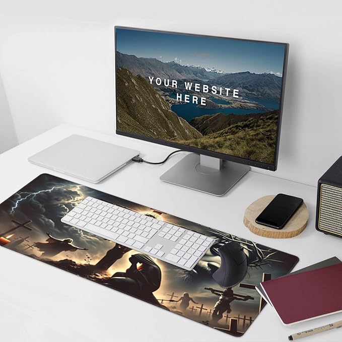 XXL Gaming Mouse Pad Extended (35.5X16) Jesus Christ Large Non-Slip Desk Mat Water-Resistant Keyboard Mousepad for Office &amp Home