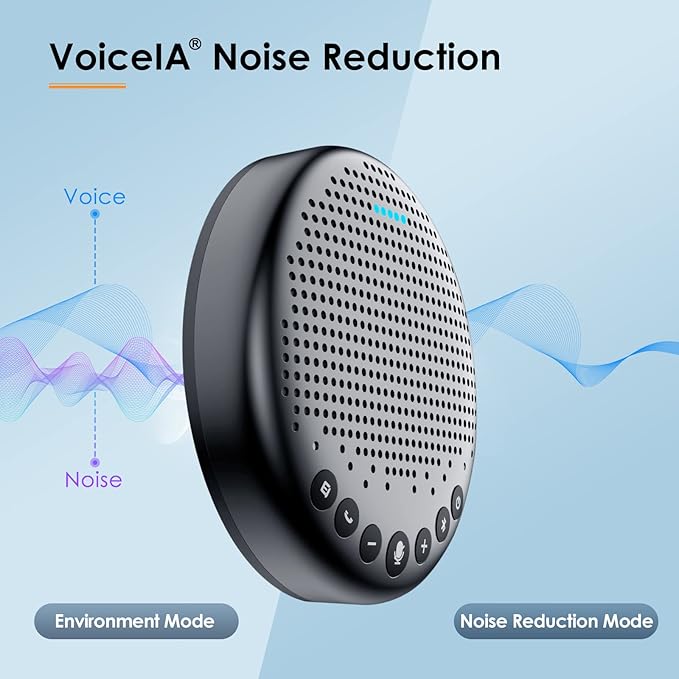 Conference Speaker and Microphone - EMEET Luna 360° Voice Pickup w/Noise Reduction/Mute/Indicator USB Bluetooth Speakerphone w/Dongle for 8 People Daisy Chain for 16 Compatible with Leading Software