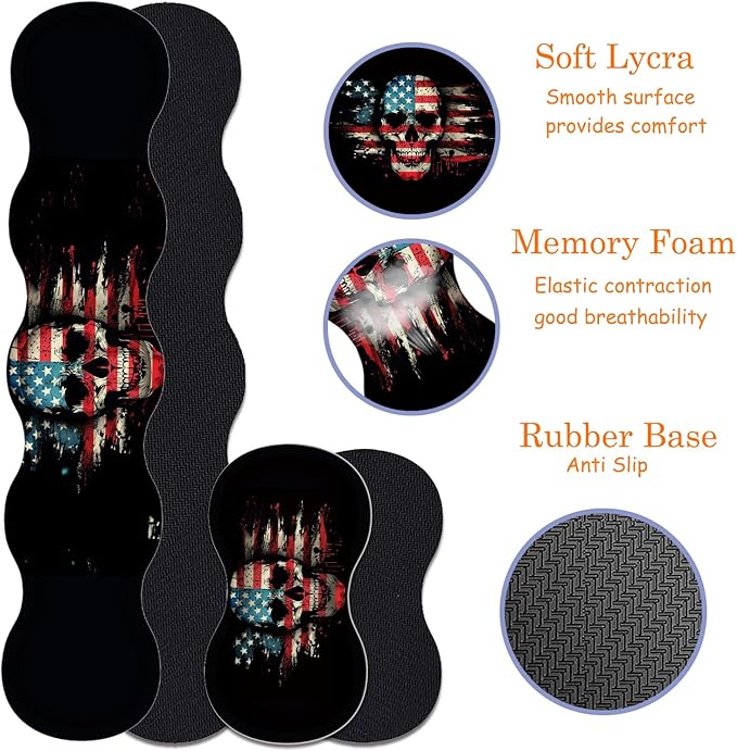 Large Gaming Mouse Pad + Keyboard Wrist Rest + Wrist Support + Coaster Set Memory Foam Ergonomic for Easy Typing XXL Extended Gaming Mouse Pad Table Pad - American Flag Skull