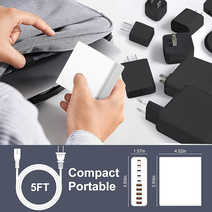 420W USB C Charger Block10-Port Charging Station GaN Fast Charging Type C &amp USB A Wall Charger Adapter for MacBook Pro/AiriPhoneiPadDell XPSSamsung Galaxy(White)