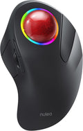 Nulea M505B Wireless Trackball Mouse Rechargeable Ergonomic RGB Rollerball Mouse Easy Index Finger Control with 5 Adjustable DPI 3 Device Connection for PC Laptop iPad Mac Windows Android