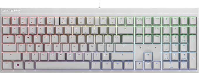 CHERRY XTRFY MX 2.0S Wired Mechanical Gaming Keyboard with RGB-Lighting Designed in Germany Full Key Rollover Anti Ghosting Cherry MX2A Blue Switches White