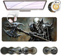 Large Keyboard Mouse Pad Set Extended Mouse Pad+Keyboard Wrist Rest Support Memory Foam Ergonomic Easy Typing 4Pcs (31.5×11.8 in) Desk Pad Set for Office HomeFunny Skeleton
