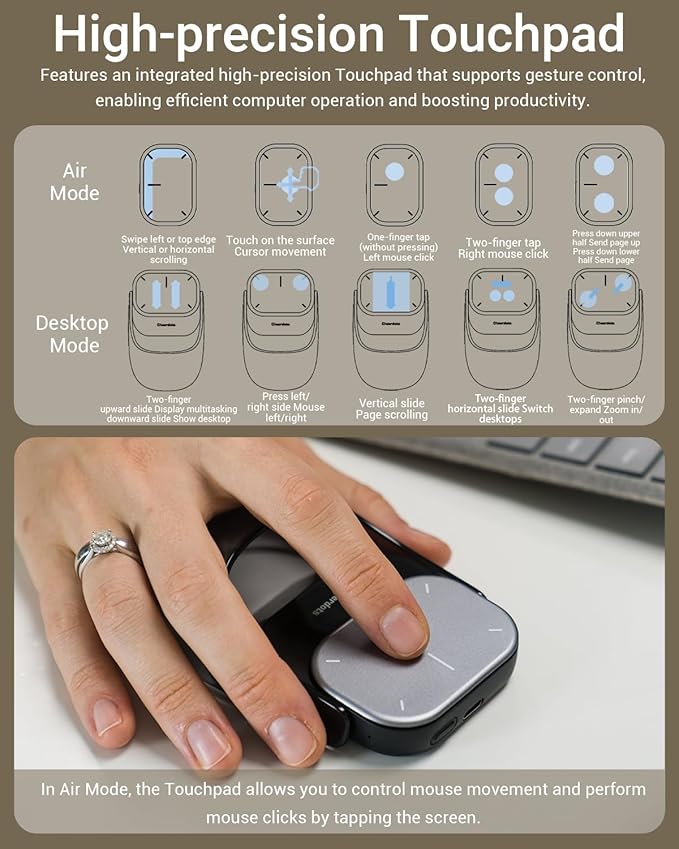 Cheerdots2 Recording Touchpad Bluetooth Mouse Presentation Mode Magnetic Detachable Design Smart Software Control Portable for Meetings &amp Work Intelligent Audio Recording &amp Saving(Voice R