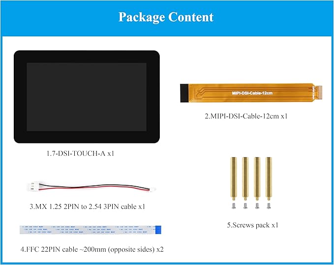7inch DSI Capacitive Touch Screen Compatible with Raspberry Pi 5/4B/3B+/3B/RK3506-Lyra/RK3576/ESP32-P4 720×1280 IPS Display 10-Point Touch Anti-Fingerprint Process