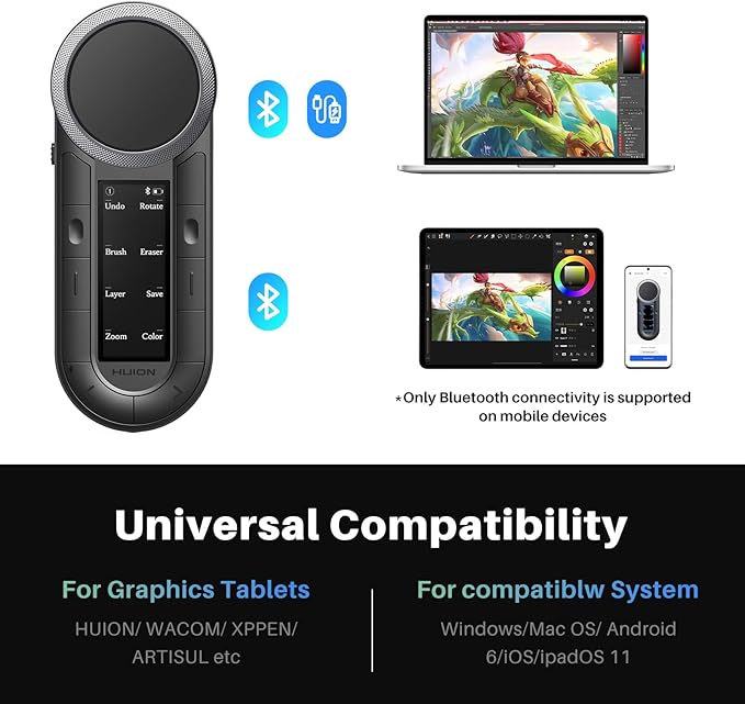 HUION Kamvas 22 Plus QLED Drawing Tablet with Full-Laminated Screen USB-C Connection 140% sRGB 21.5 inch Graphics Art Tablet with Keydial Remote Bluetooth Programmable Keypad for Artist &amp Designe
