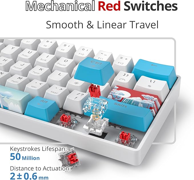 Fogruaden Wired 60% Percent Mechanical Keyboard RGB Gaming Keyboard 60 Percent Ultra-Compact 61Keys Mini Wired Keyboard with Red Switch for Win/Mac PC Gamer
