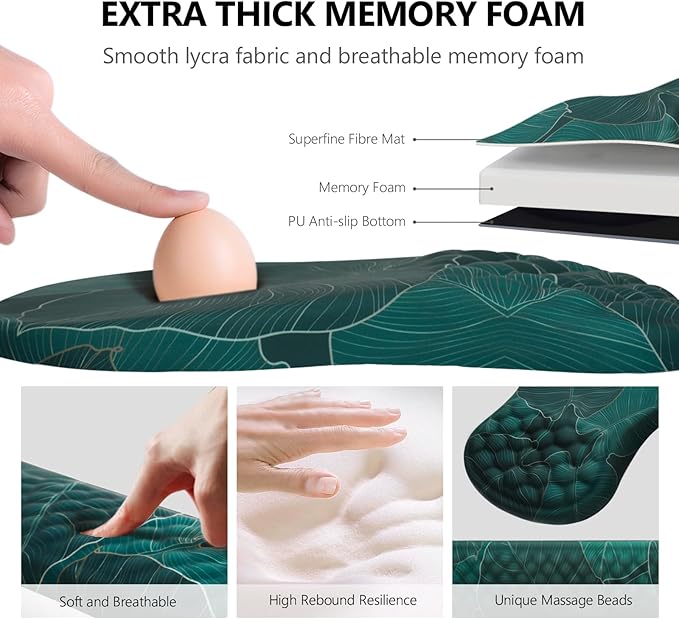 Mouse Pad Wrist Support Laokiiy 2 in1 Keyboard Wrist Rest+ Ergonomic Mouse Pad Non-Slip Wrist Rest for Computer Keyboard Made Easy Typing &amp Relieve Wrist Pain（Banana Leaf Green）
