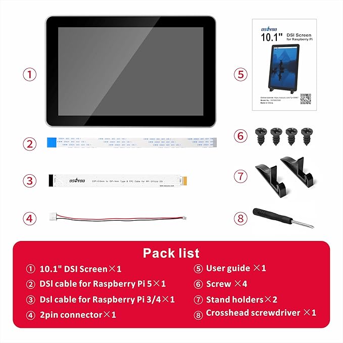 OSOYOO 10.1 Raspberry Pi DSI Touchscreen Display | 800×1280 IPS Capacitive Touch | High-Speed 2/4-Lane MIPI DSI | Easy Driver Setup | Supports Pi 5/4/3/2 | Portable All-in-One Workstation