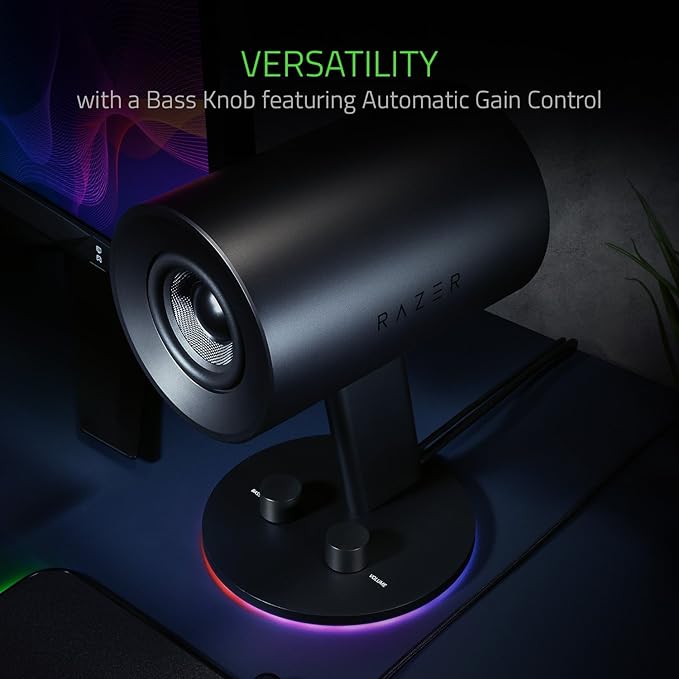 Razer Nommo Chroma - Computer Speakers Rear Bass Ports for Full Range Gaming &amp Sound Immersion - Custom Woven Glass Fiber 3in Drivers (Renewed)
