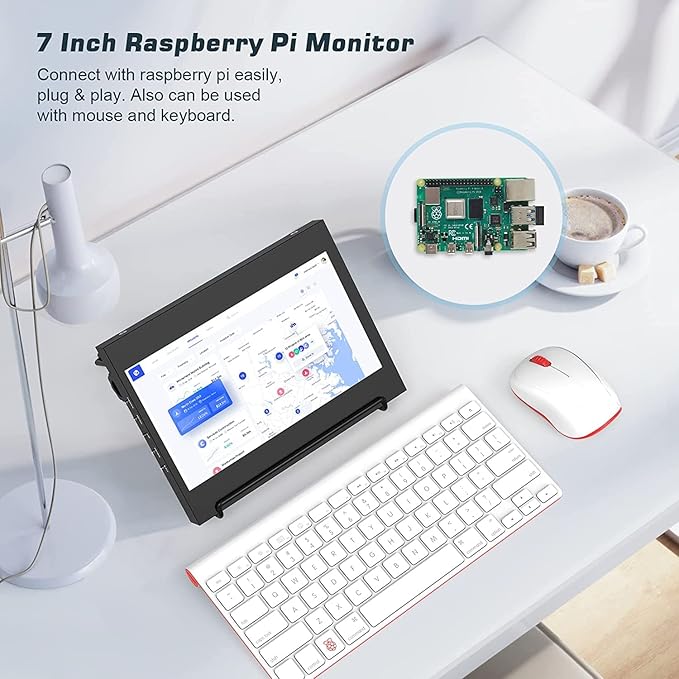 PONPY 7 Raspberry Pi Touchscreen Monitor USB/HDMI Portable Monitor Capacitive Pi Display for PC Phones Raspberry Pi 4B 3B+ 3B 3A+ 2B B+