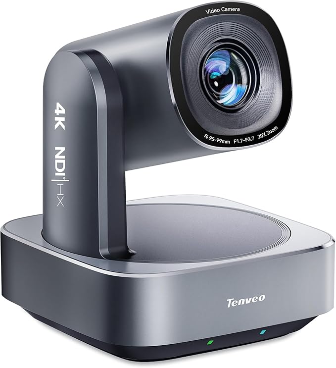 Tenveo 4K NDI PTZ Camera AI Humanoid &amp Face Auto-Tracking 20X Optical + 8X Digital Zoom USB3.0/HDMI/LAN PoE IP Live Streaming for Church Worship Broadcast Events Video Conference YouTube OBS
