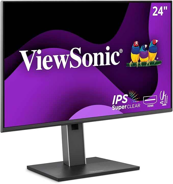 ViewSonic VG2451 24 Inch IPS 1080p Ergonomic Monitor with Full Adjustability 100Hz 4-Port USB Hub HDMI DisplayPort and USB C Inputs for Home and Office