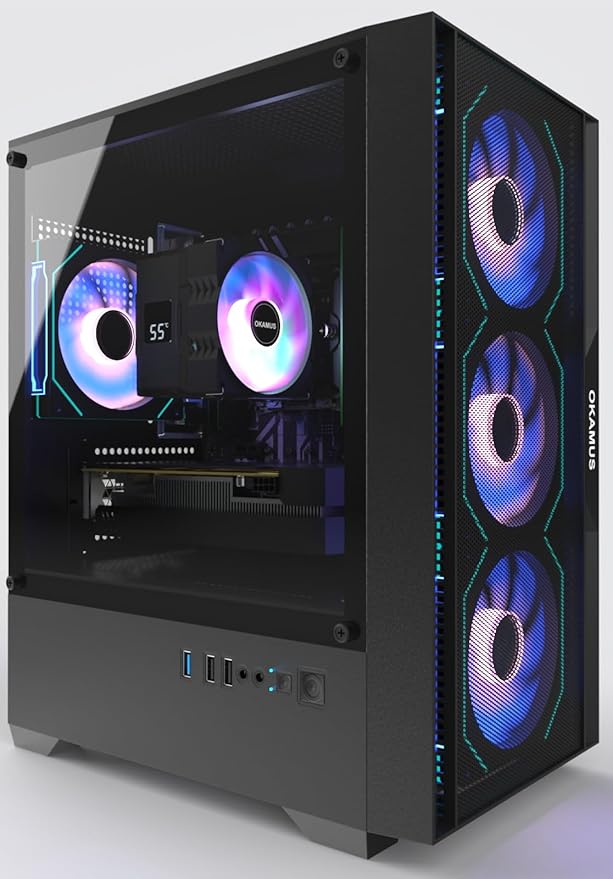 Gaming PC i7 CPU GTX 1660 Super 6GB Graphics 512 GB M.2 16 GB RAM Pre-Built Computer RGB Fans x 4 Win 11 HomeWiFi 6 + BT 5.3 550W PSU (GTX 1660S+512GB+16GB)